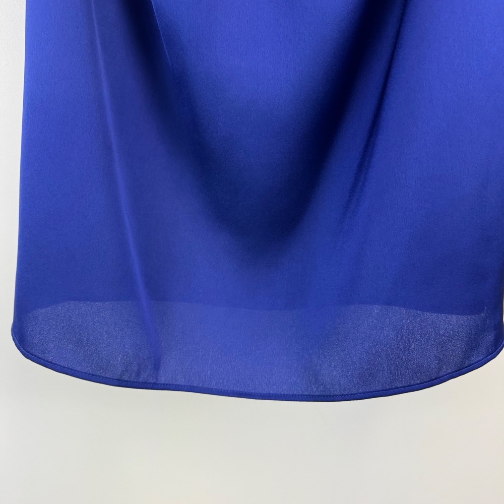 Talbots Petites Blue Pleated Neck Sleeveless Shell Blouse Top PL NWT - Picture 7 of 12